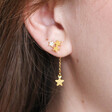 Lisa Angel Ladies' Star Cluster Stud and Chain Drop Earrings in Gold on Model