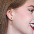 Lisa Angel Star Cluster Stud and Chain Drop Earrings in Gold on Model
