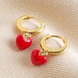 Lisa Angel Ladies' Red Enamel Heart Charm Huggie Hoop Earrings