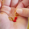 Lisa Angel Tiny Red Enamel Heart Charm Huggie Hoop Earrings