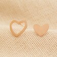 Lisa Angel Ladies' Rose Gold Sterling Silver Mismatched Heart Stud Earrings
