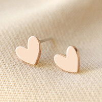 Shiny Rose Gold Heart Stud Earrings