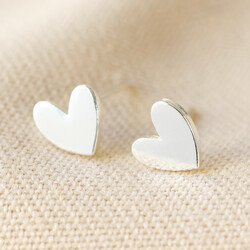 Shiny Silver Heart Stud Earrings