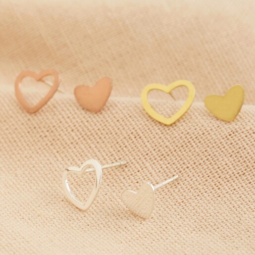 Lisa Angel Sterling Silver Mismatched Heart Stud Earrings