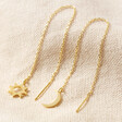 Lisa Angel Thread Through Moon and Sun Chain Earrings in Gold