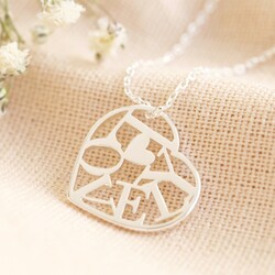 Cut Out 'Lovely' Heart Pendant Necklace in Silver