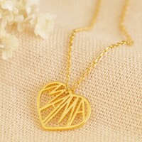 Cut Out 'Mama' Heart Pendant Necklace in Gold