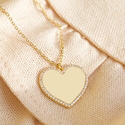Diamante Crystal Heart Necklace in Gold
