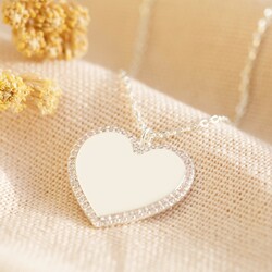 Diamante Crystal Heart Necklace in Silver