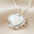 Lisa Angel Engraved Silver Personalised Sunbeam Heart Locket Necklace