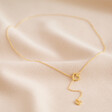 Full Length of Lisa Angel Mismatched Heart Lariat necklace in Gold