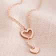 Lisa Angel Mismatched Heart Lariat necklace in Rose Gold