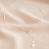 Full view of Lisa Angel Mismatched Heart Lariat necklace in Silver
