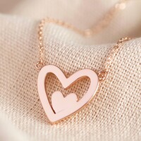 Mismatched Heart Outline Necklace in Rose Gold