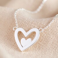 Mismatched Heart Outline Necklace in Silver