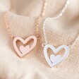 Lisa Angel Mismatched Heart Outline Necklace in Silver and Rose Gold