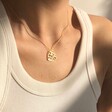 Lisa Angel Cut Out 'Lovely' Heart Pendant Necklace in Gold on Model