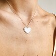 Model Wearing Lisa Angel Ladies' Diamante Heart Necklace in Silver