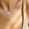 Model Wearing Lisa Angel Diamante Heart Necklace in Silver