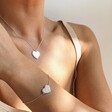 Lisa Angel Diamante Heart Necklace in Silver on Model