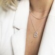 Model Wearing Lisa Angel Diamante Initial Necklace in Silver