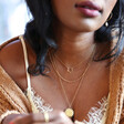 Model Wears Delicate Gold Satellite Chain Necklace From Lisa Angel
