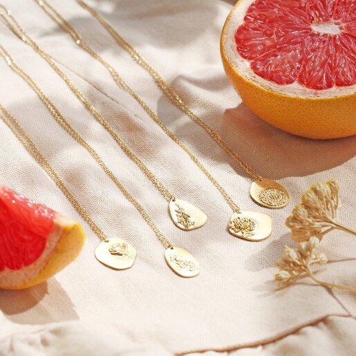 Girls Gold Sterling Silver Cast Birth Flower Necklace