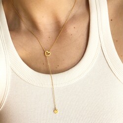 Mismatched Heart Lariat necklace in Gold