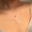 Lisa Angel Ladies' Moon and Sun Lariat Necklace in Silver on Model
