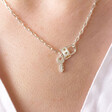 Lisa Angel Delicate Padlock and Key Necklace In Silver on Model