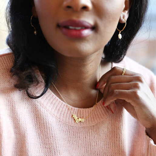 Personalised Star Cluster Charm Necklace on Model