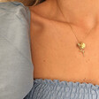Model Wears Lisa Angel Personalised Stem Rose Pendant Necklace