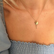 Model Wears Personalised Stem Rose Pendant Necklace From Lisa Angel