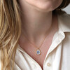 Ladies' Real Pressed Forget Me Not Flower Necklace in Gold on Model