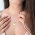 Lisa Angel Scalloped Edge Heart Necklace in Gold on Model