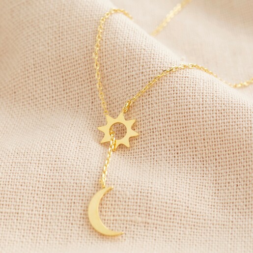 Lisa Angel Ladies' Moon and Sun Lariat Necklace in Gold