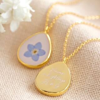 Personalised Real Pressed Forget Me Not Flower Necklace