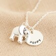 Lisa Angel Personalised Delicate Silver Elephant Pendant Necklace With Disc Charm