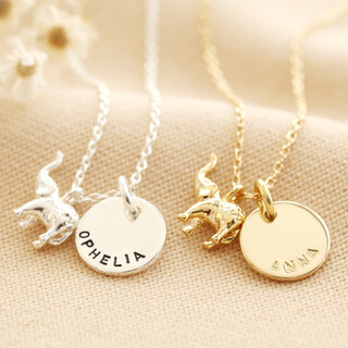 Personalised Tiny Elephant Pendant Necklace
