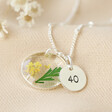 Lisa Angel Silver Personalised 40th Birthday Pressed Birth Flower Pendant Necklace
