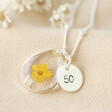 Lisa Angel Gold Personalised 50th Birthday Pressed Birth Flower Pendant Necklace