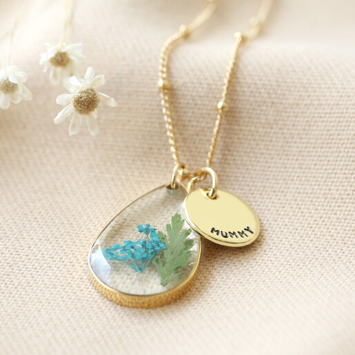 Personalised Engraved Pressed Birth Flower Pendant Necklace Lisa Angel Jewellery Collection Floral Birthday Jewellery