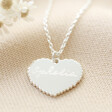 Lisa Angel Silver Personalised Scalloped Edge Heart Necklace