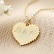 Lisa Angel Gold Personalised Scalloped Edge Heart Necklace