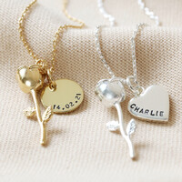 Personalised Rose Stem Pendant Necklace