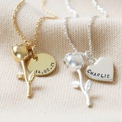 Personalised Rose Stem Pendant Necklace