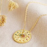 Rainbow Crystal Spinning Pendant Necklace in Gold