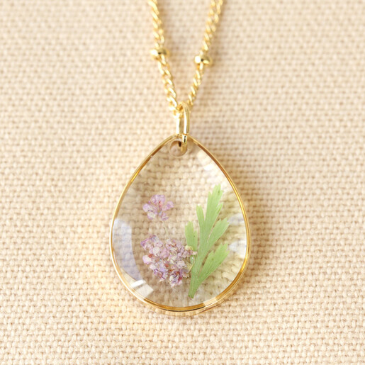 Real Pressed Birth Flower Necklace In Gold Lisa Angel - Real Flower Pendant India