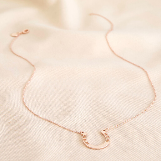 Lisa Angel Rose Gold Horseshoe Necklace
