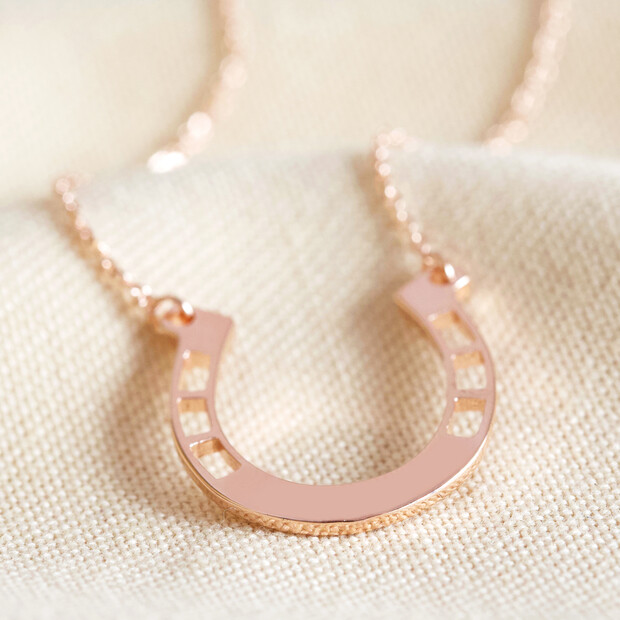 Rose Gold Horseshoe Necklace Women's Jewellery Lisa Angel